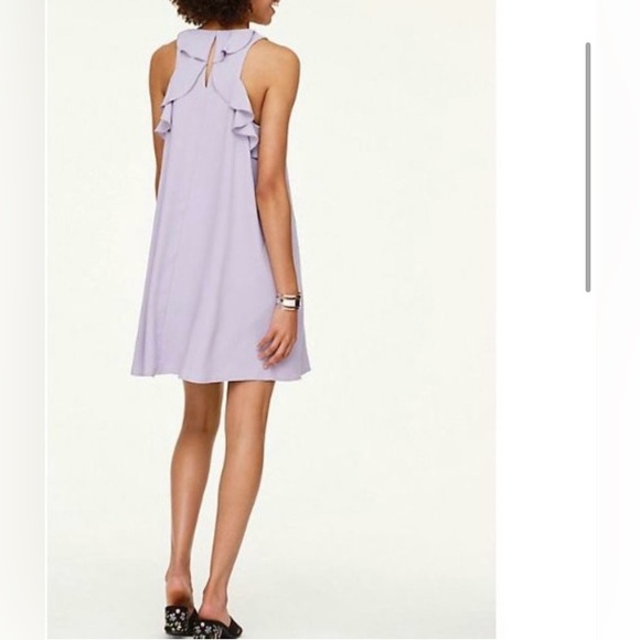 Loft Size: M Purple Sleeveless Ruffled Racer Back Swing Trapeze Dress - Picture 3 of 9